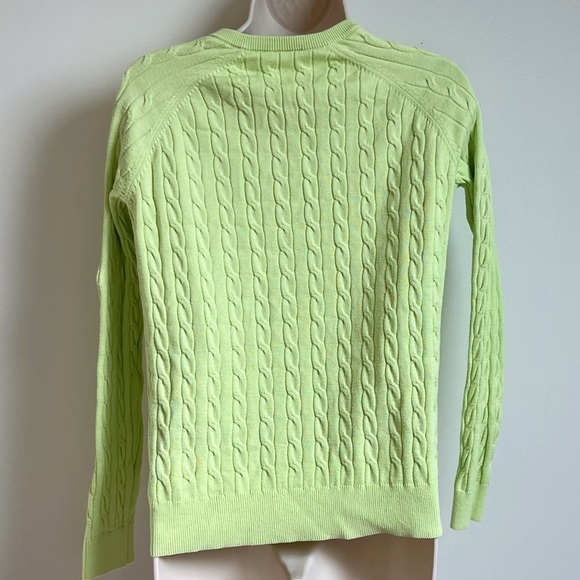 Kate Lord Cotton Cashmere Lime Light Green V Neck Pullover Long Sleeve Sweater M - Picture 3 of 9